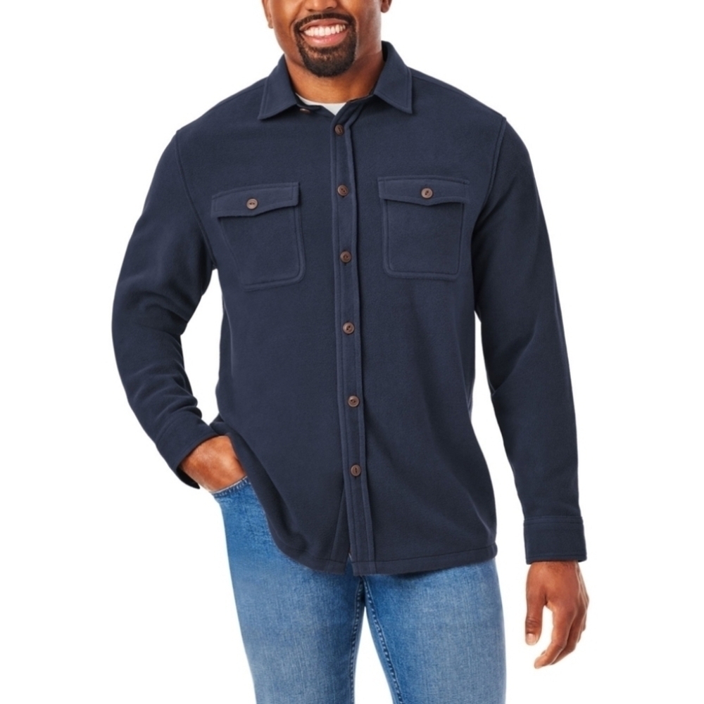 Member's Mark Men's Polar Fleece Shirt. Color: Dark Navy. Size Small. New.Brus